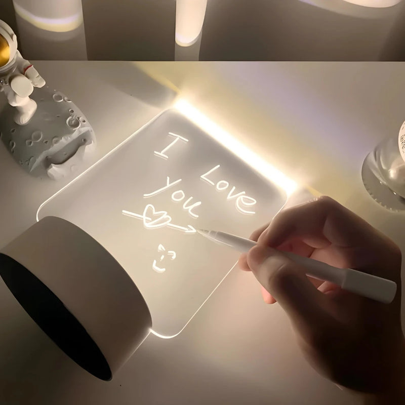 Luminária Lousa De Mesa 3D Com Led E Caneta Para Escrever
