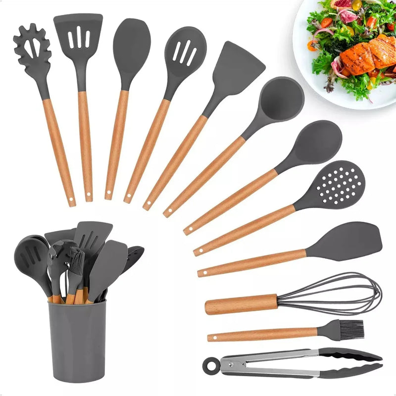 Kit 12 Peças Colher para Cozinha de Silicone