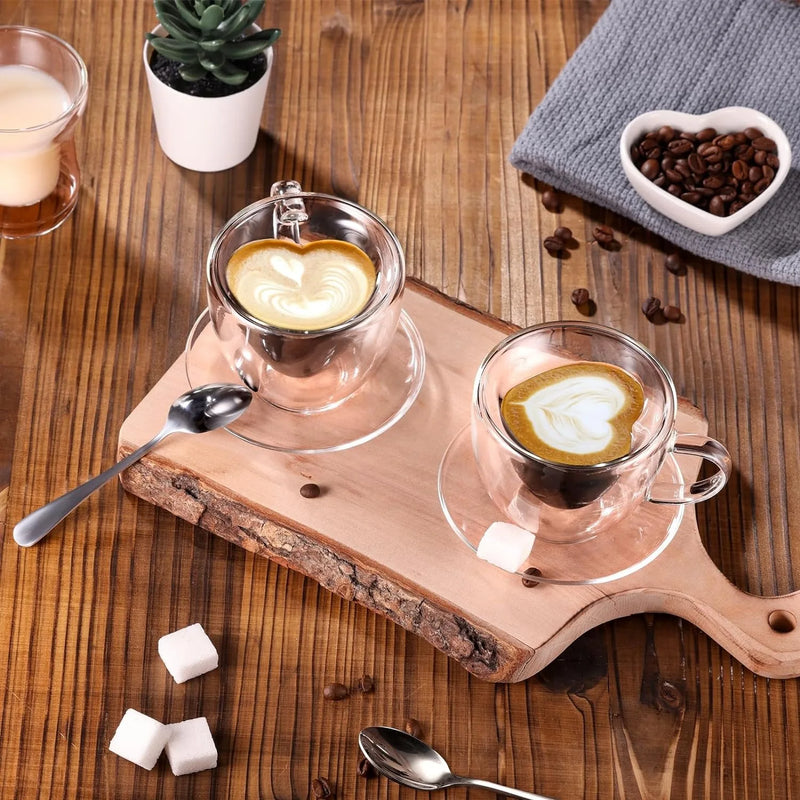 Xícara Vidro Café Formato Coração Parede Dupla